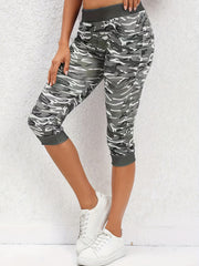 Camouflage Print Skinny Capris Leggings for Women