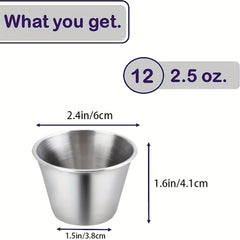 12pcs Stainless Steel Ramekins Saucers Appetizer Plate Cups