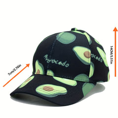 Adjustable Avocado Pattern Sunshade Baseball Cap for Sport