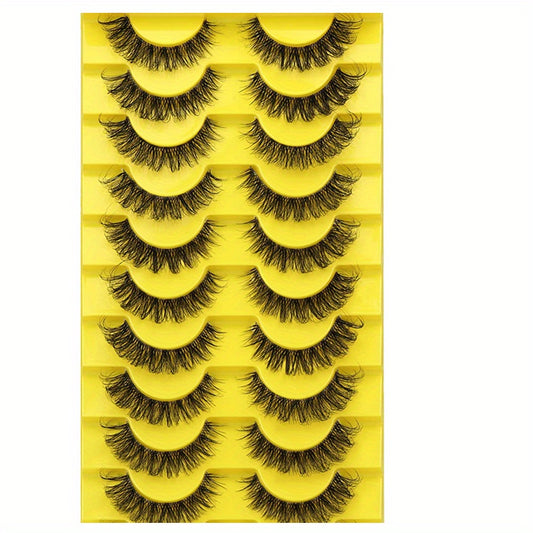 10 Pairs Faux Mink False Eyelashes Fluffy Dramatic Volume Makeup