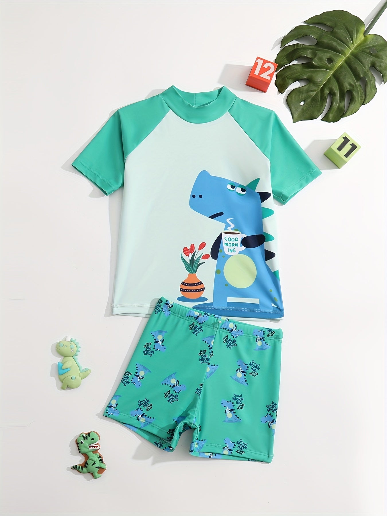 Boys 2pc Swimsuit SHARK Print Beach Quick Dry