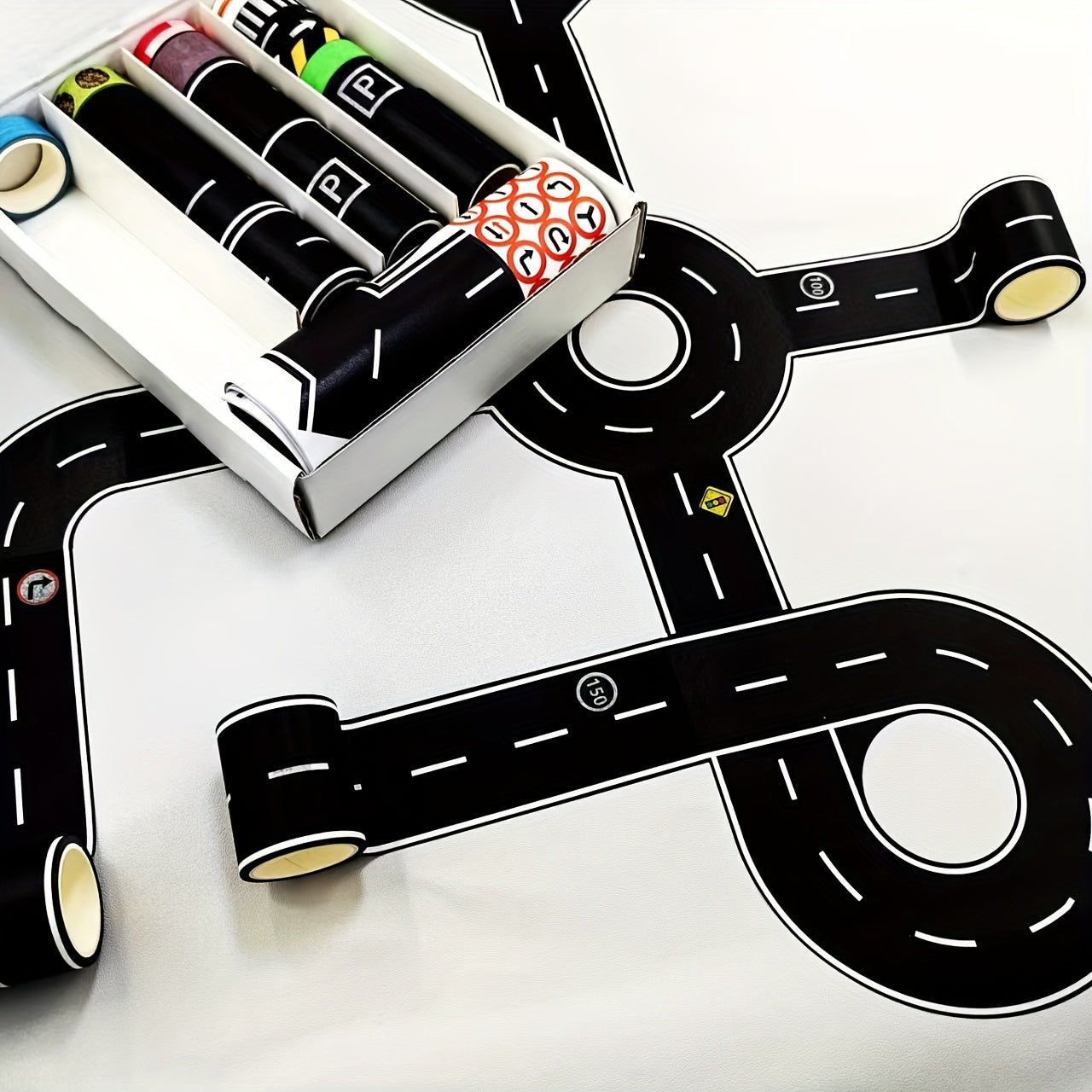 28pcs DIY Road Sign Sticker Set Traffic Rules Game Toys Car Educational Crafts