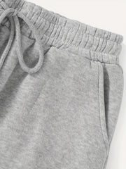 Casual Shorts Women's Plus Letter Print High Rise Slight Stretch