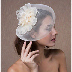 Mesh Flower Head Piece Vintage Faux Feather Hair Accessories
