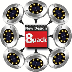 8 Pack Solar LED Ground Spot Lights Waterproof Outdoor Landscape