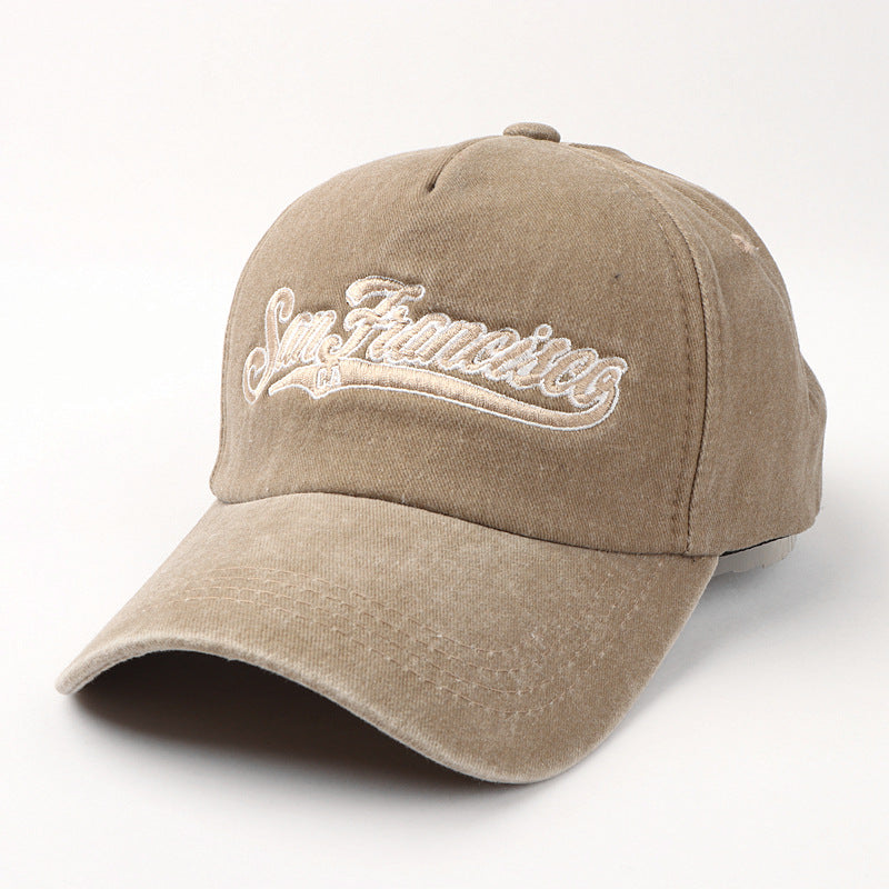 Washed Letter Embroidery Baseball Cap Women's Autumn And Winter All match Peaked