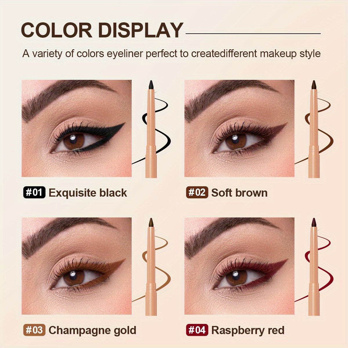 Colorfast Eyeliner Pencil Waterproof Smudgeproof Long Wearing