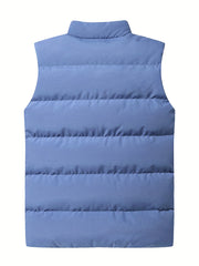 Men's Down Vest Puffer Jacket Zip Pockets Winter Sports