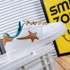 Star Print Skate Shoes for Men Breathable Wear Resistant Non Slip Sneakers