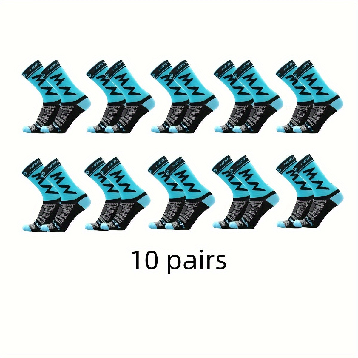 10 Pairs Men's Mid Crew Sport Socks Sweat Absorbing Nylon Blend Comfy Breathable