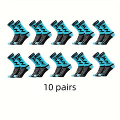 10 Pairs Men's Mid Crew Sport Socks Sweat Absorbing Nylon Blend Comfy Breathable