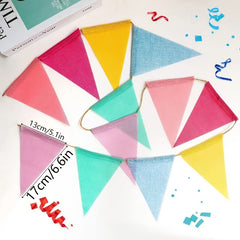 12 Multicolor Pennant Banner Linen Birthday Party Grand