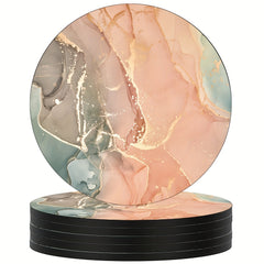 Colorful Marble Coasters Set of 6 Non-Slip Rubber Coasters