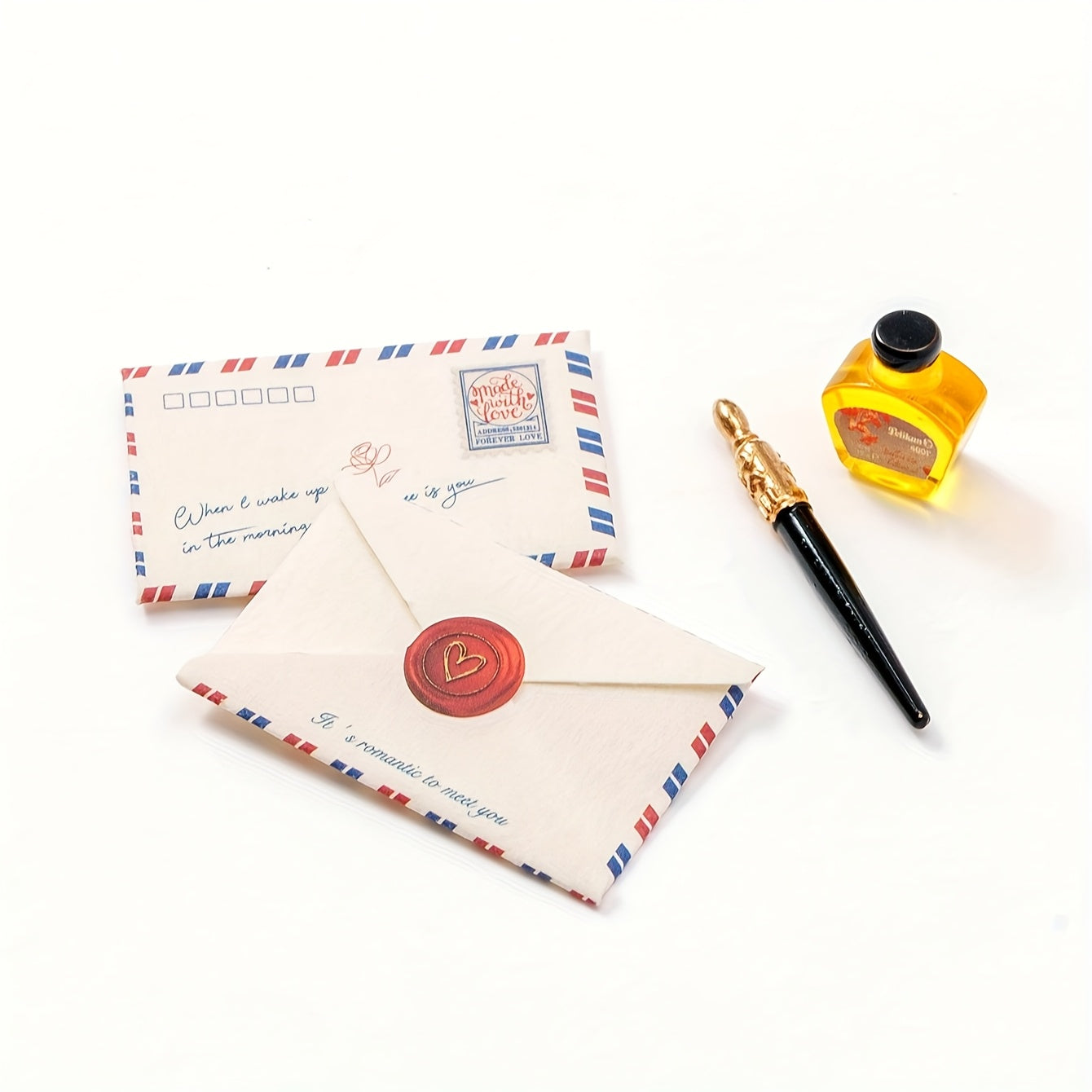 Dollhouse Vintage Letter Kit 1:6 1:12 Scale Fountain Pen Ink Set