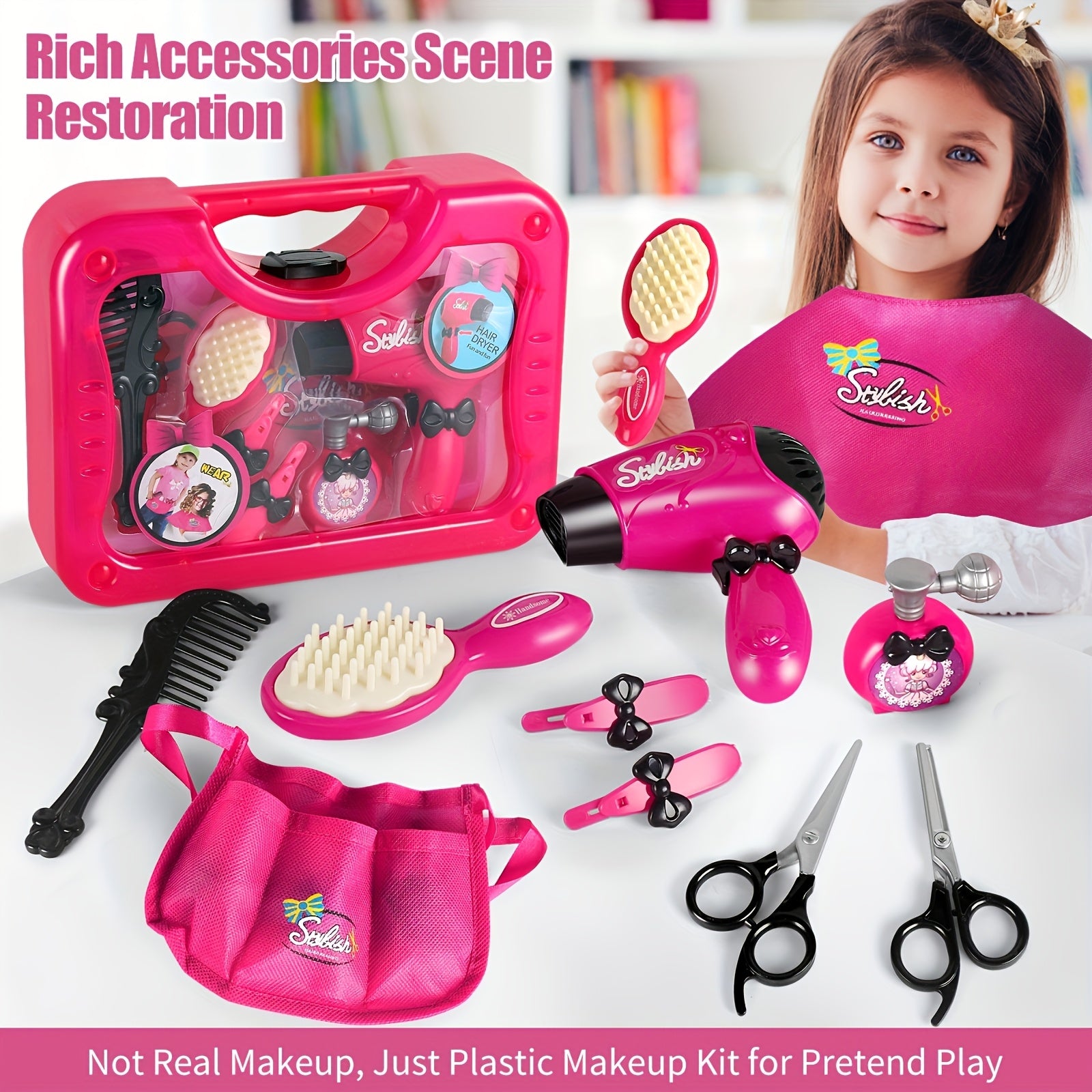 Children's DIY Hairdresser Salon Tool Set - Hair Dryer & Accessories
