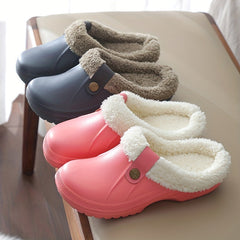 Warm Plush Lined Home Slippers Waterproof & Anti Slip House Slippers