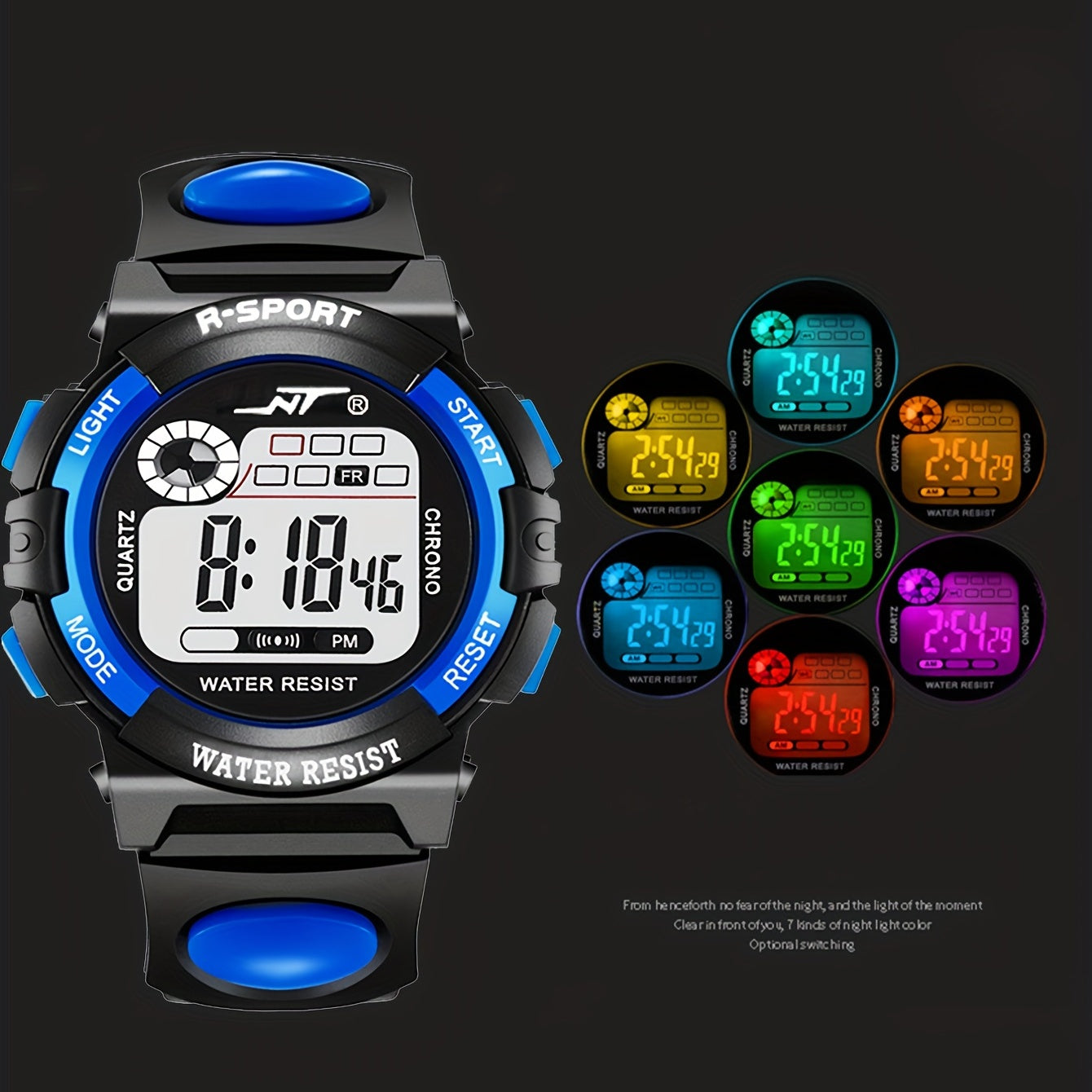 Outdoor Multifunctional Glow Digital Students Wrist Watch Sports Watch