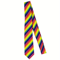 Rainbow Striped Tie Casual Hand Zipper Elastic Necktie For Men
