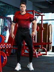Men's Gradient Quick-dry Sports Compression Tee for Fitness Activities