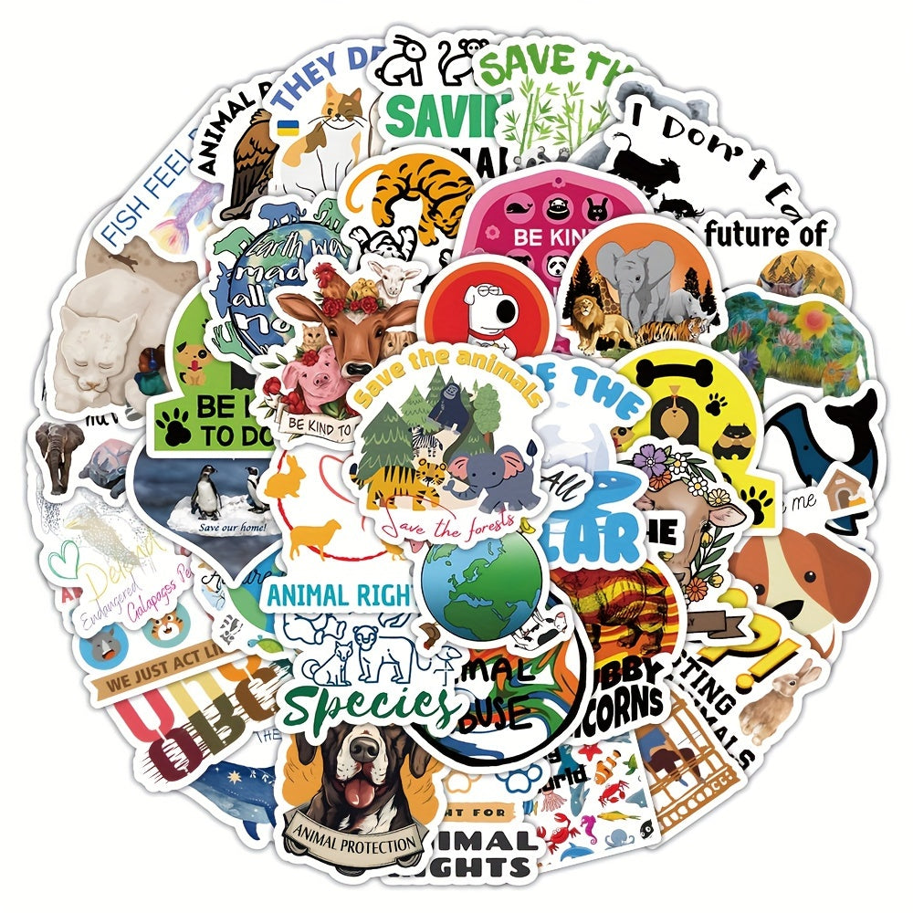 50pcs Cartoon Animal Graffiti Stickers for Phones Computers Cups