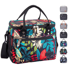 Large Insulated Floral Bag for Picnics, Travel, Beach