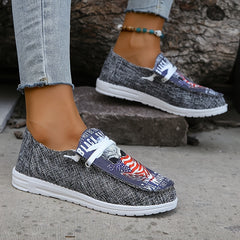 Women's Skull & Flag Print Canvas Shoes Casual Lace Up Outdoor Shoes