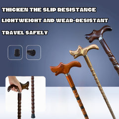 Dragon Wooden Handle Cane Lightweight Crutch Anti-slip Hiking Cane