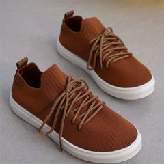 Women's Breathable Knit Sneakers Lightweight Low Top Lace Up Shoes