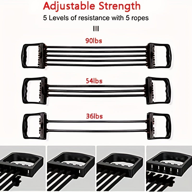 Adjustable 5 Band Chest Expander Full Body Workout Set for Strength Flexibility