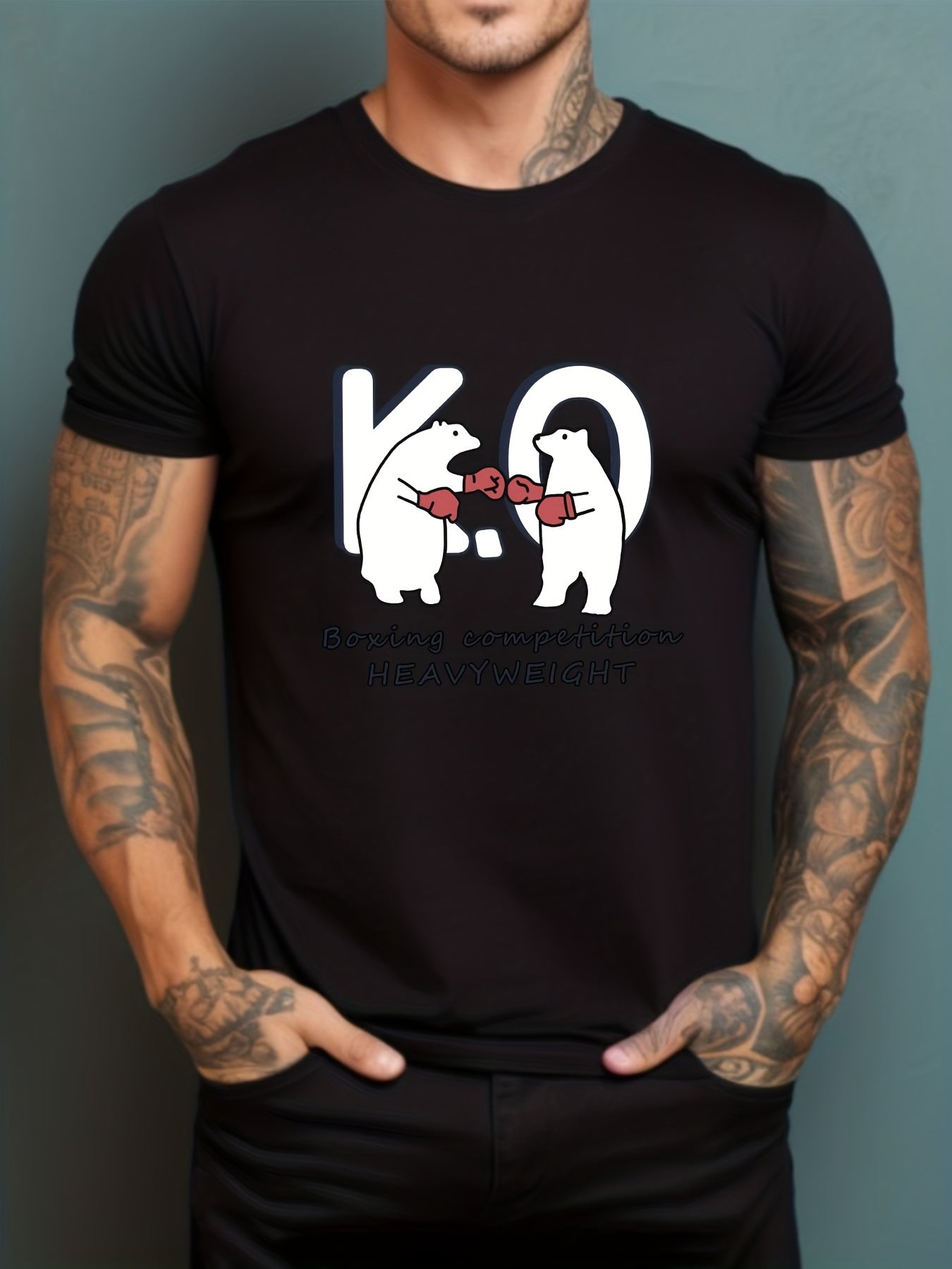 Men's Printed Leisure Sports T-shirt Casual Stretch Tee Shirt