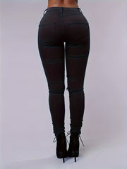 Ripped High Rise Slim Fit Jeans