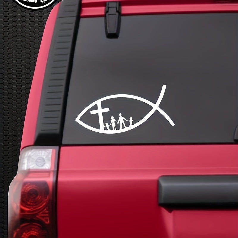 Car Stickers Decor Motorcycle Decals Christian Fish Jesus Family