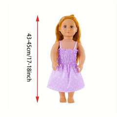 Purple & Pink Polka Dot Tiered Skirt for 17-18 Inch Dolls