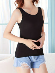 4pcs Solid Tank Tops Crew Neck Sleeveless Women's Lingerie