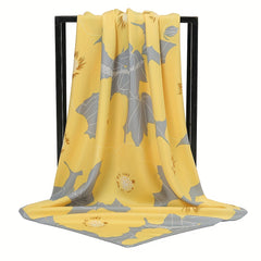 Flower Print Block Scarf Square Shawl Women Head Wrap Sunscreen