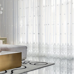 Pastoral Style Embroidered Sheer Curtain