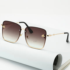Rimless Square Oversized Gradient Lens Sunglasses UV 400 Protection
