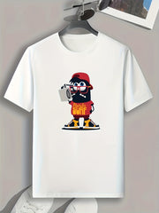 Cartoon Print Men's Tee for Summer Casual Wear