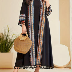Boho Tank Dress & Geo Print Cardigan Two Piece Set