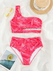 One Shoulder Cut Out Bikini Set