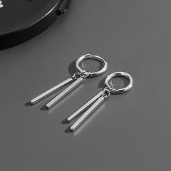 Titanium Steel Hip Hop Style Silver Earrings for Men