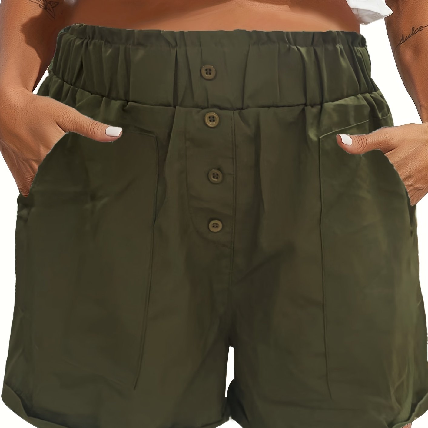 High Waist Pocket Shorts for Women