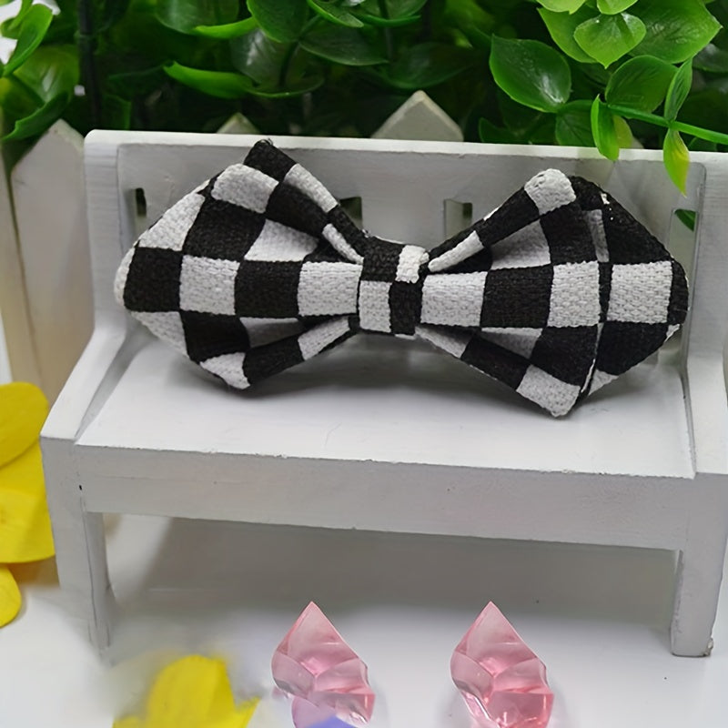 Adjustable Plaid Striped Polka Dots Bow Tie Accessory