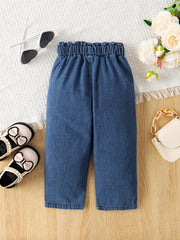 Baby Girls Wide Leg Denim Jeans With Pockets