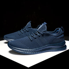 Men's Breathable Knit Lace Up Sneakers - Casual Outdoor Running Shoes