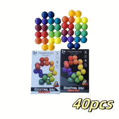 40pcs Sensory Fidget Toys 3D Rotating Puzzle Ball Magic Cube Colorful