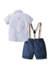 Baby Boys Gentleman Outfit Suits Short Sleeve Shirt Suspender Pants Set
