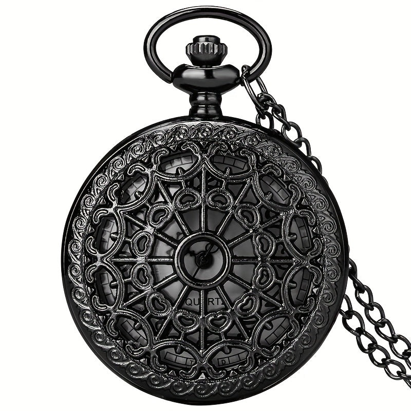 Vintage Bronze Spider Web Pocket Watch Student Retro Chain
