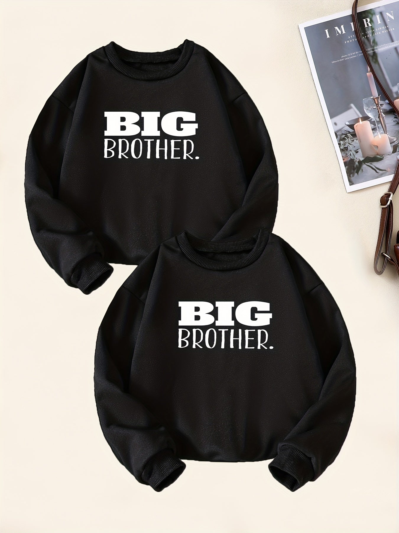 2pcs Big Brother Boys Sweatshirt Long Sleeve Tops