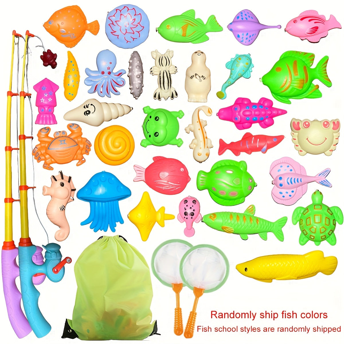 Kids Fishing Toy Bath Set Outdoor Pool Party Game with Rod and Net